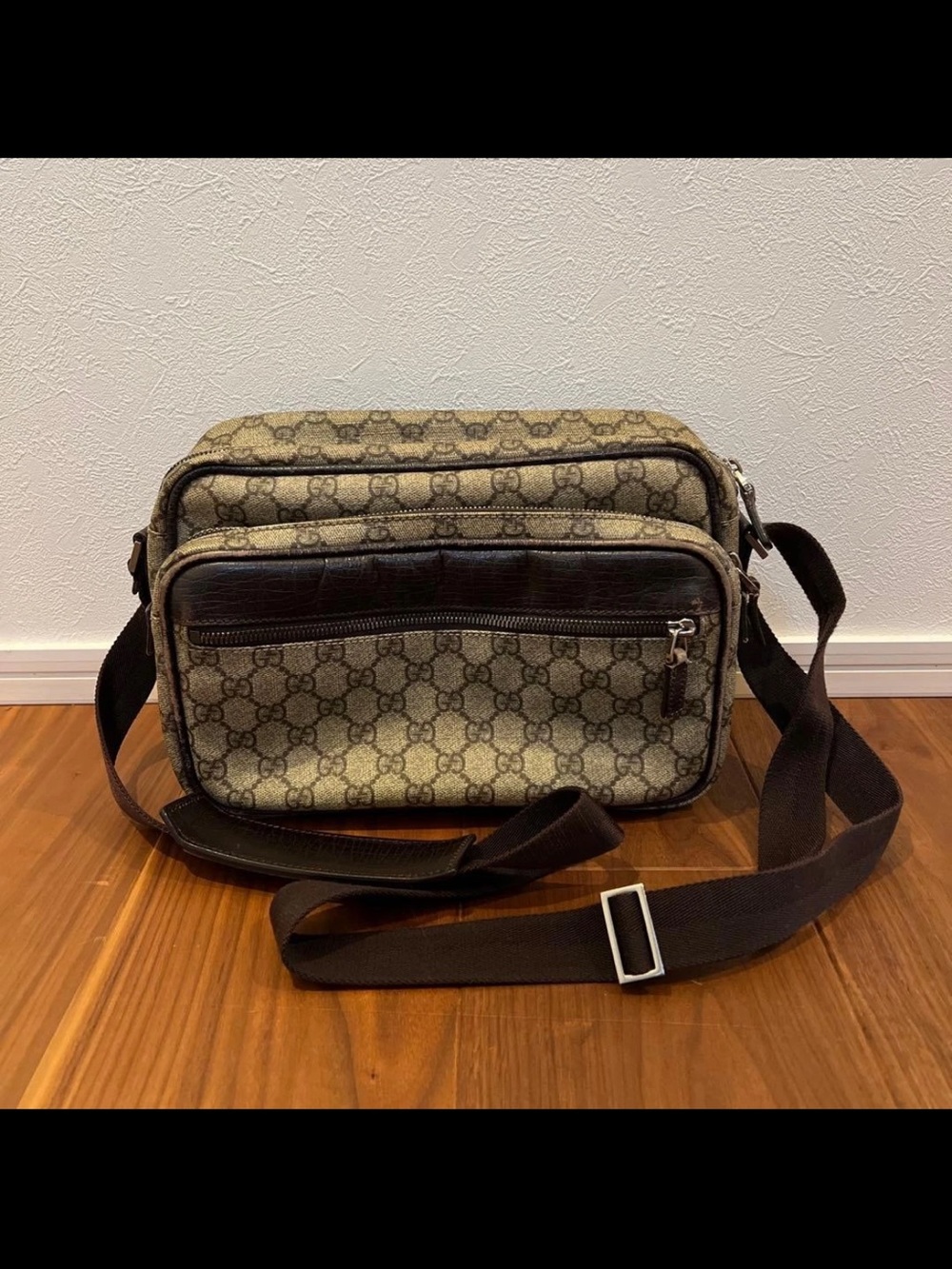 Gucci Brown & Beige GG Monogram Messenger Bag